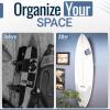 imageStoreYourBoard Floating Surfboard Wall Mount Clear Acrylic Surf Board Display Indoor Surfboard Wall Decor Vertical Surfboard Rack for Shortboards Fish Boards and Funboards Holds 50 lbs