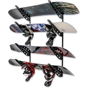 imageStoreYourBoard Adjustable Snowboard Storage Rack Wall Mount 4 Board DisplayBlack