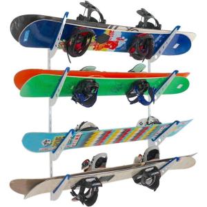 imageStoreYourBoard Adjustable Snowboard Storage Rack Wall Mount 4 Board DisplayWhite