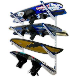 imageStoreYourBoard Adjustable Water Ski Wall Storage Rack Holds 4 Sets of Skis Garage Home Boathouse Organizer
