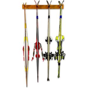 imageStoreYourBoard Timber Ski Wall Rack 4 Pairs of Skis Storage Wood Home and Garage Mount System Natural WoodNatural