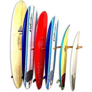 imageStoreYourBoard Vertical Timber Surfboard Wall Rack Holds 6 Surfboards Home and Garage Storage Mount System NaturalNatural