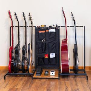 imageThe Headliner Guitar Rack 10 Storage Slots Multiple Guitar Floor Stand for Acoustic and Electric Gray Canvas Storage Pockets Hardwood ShelfBlack