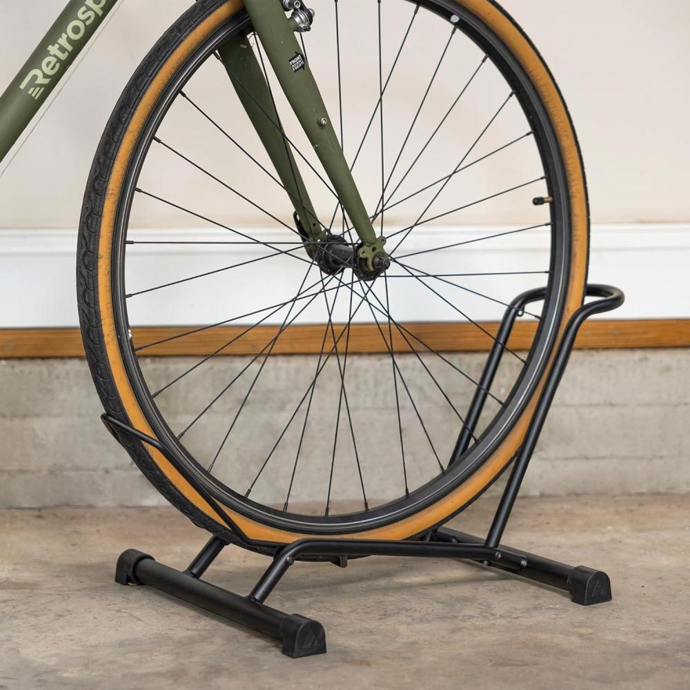 imageCycleStand Bike Floor Stand NoLift Indoor Bicycle Rack for Garage Bike Mount Storage Holds MTB Road and Ebike Stand Bike Parking Rack Fits Tires up to 35