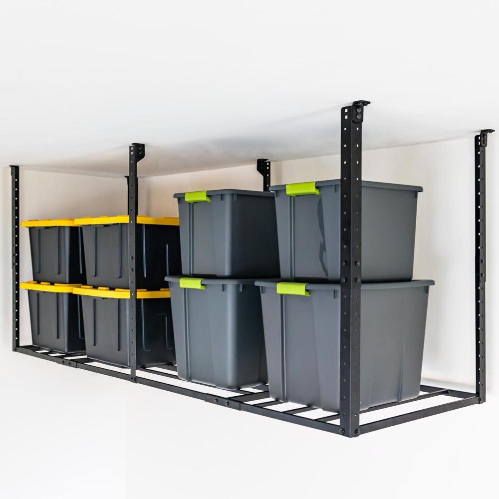imageStoreYourBoard 4 x 8 Overhead Garage Storage Rack Ceiling Shelf Overhead Organization Heavy Duty Steel Platform Holds 700 lbs 96 in x 48 in x 40 in3 x 8 ft