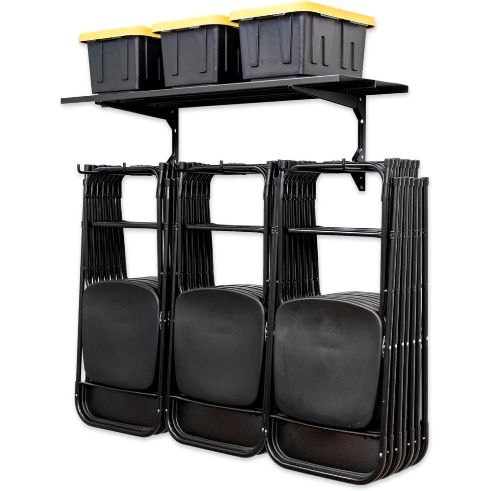 imageStoreYourBoard Double Chair Storage Rack  2 Pack Heavy Duty Folding Chair Rack for Garage Organization Holds 200 lbs Chair Hangers for Folding Patio Beach ampamp Camping ChairsTriple  Shelf