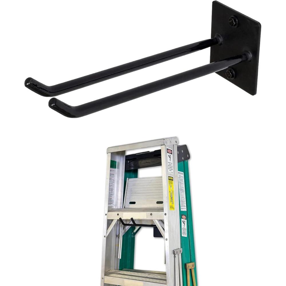 imageStoreYourBoard Ladder Storage Wall Hook  Heavy Duty Steel Ladder Hanger for Garage Wall Holds 23 Ladders Ladder Hooks for Wall Mount Supports up to 50 lbs