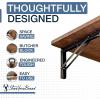 imageStoreYourBoard Wall Mounted Foldaway Table Dark Wood Butcher Block Folding Desk 40quot x 18quot Black Steel Brackets