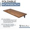 imageStoreYourBoard Wall Mounted Foldaway Table Dark Wood Butcher Block Folding Desk 40quot x 18quot Black Steel Brackets
