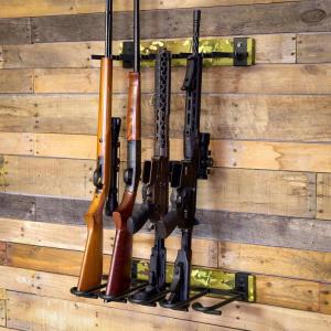 imageBLAT Indoor Gun Rack for Wall Rifle Rack and Shotgun Wall Mount Rustic Wood and Solid Steel Vertical Gun Rack Wall Mount for Home Garage Office or Retail Shop5 Firearms  MultiCam