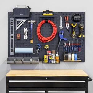 imageHeavyDuty Pegboard Wall Kit 13 Lockable Attachments Garage Organization ampamp Storage 2 Panel Pegboard System Solid Steel Holds 300 lbs 34 in x 32 in3 Panel PRO
