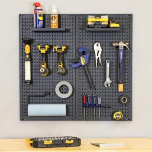 imageHeavyDuty Pegboard Wall Kit 13 Lockable Attachments Garage Organization ampamp Storage 2 Panel Pegboard System Solid Steel Holds 300 lbs 34 in x 32 in2 Panel