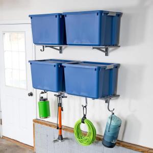 imageStoreYourBoard 2Pack Heavy Duty Wall Shelves  WallMounted Garage Storage Shelving and Organization for Sheds Closets or Utility Rooms  Holds 200 lbs 2ft x 4ft BlackHammered Gray