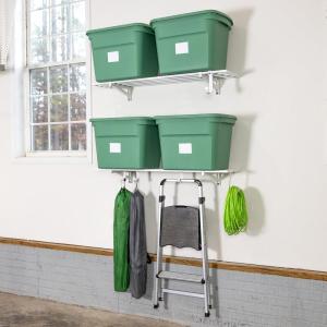 imageStoreYourBoard 2Pack Heavy Duty Wall Shelves  WallMounted Garage Storage Shelving and Organization for Sheds Closets or Utility Rooms  Holds 200 lbs 2ft x 4ft BlackWhite