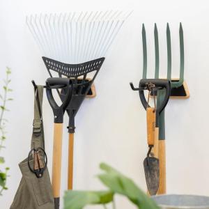 imageStoreYourBoard BLAT Tool Wood Yard Tool Organizer Solid Steel Holds 125 lbs Garage Wall Mount Hooks for Shovels Rakes Brooms Garden Hoses LargeSmall  2 Pack
