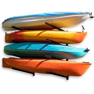 imageStoreYourBoard GKayak Wall Storage Rack  HeavyDuty Outdoor Kayak Rack for 2 Boats Adjustable Wall Mount Hanger Holds 200 lbs Silver 265 L x 4 W x 30 HOutdoor  4 Kayaks