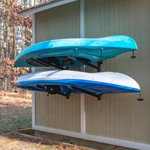 imageStoreYourBoard GKayak Wall Storage Rack  HeavyDuty Outdoor Kayak Rack for 2 Boats Adjustable Wall Mount Hanger Holds 200 lbs Silver 265 L x 4 W x 30 HOutdoor  2 Kayaks
