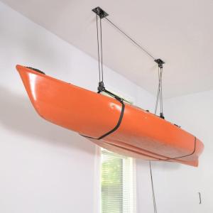 imageStoreYourBoard Kayak and Canoe Ceiling Hoist  Overhead Garage Storage Rack for Kayaks Canoes and Paddle Gear  Heavy Duty Pulley System Indoor Ceiling Mount8 Ft  10 Ft Ceiling