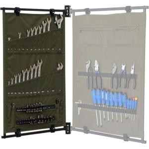 imageStoreYourBoard Pivot Panel Tool Storage Swivel Workshop Organizer for Wrenches Screwdrivers ampamp Sockets Metric ampamp Imperial Labeled Slots Harvest TanHigh Pine Green