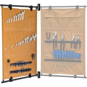 imageStoreYourBoard Pivot Panel Tool Storage Swivel Workshop Organizer for Wrenches Screwdrivers ampamp Sockets Metric ampamp Imperial Labeled Slots Harvest TanHarvest Tan