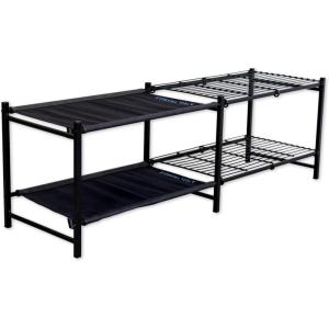 imageTeal Triangle Aspen Double Shoe Rack Storage Organizer  Sturdy TwoTier Shoe Caddy for Floor Use  Heavy Duty Shoe Storage Rack for Entryway or Closet  Durable ampamp SpaceSaving Shoe OrganizerBlack WireFabric