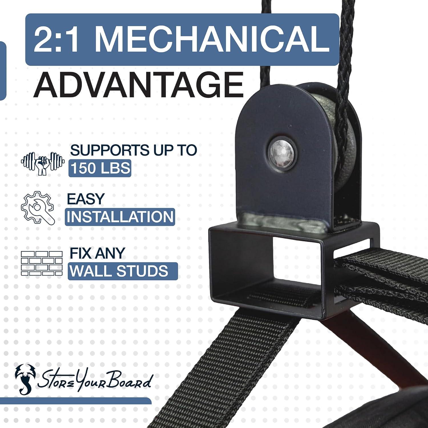 imageStoreYourBoard Cargo Box Pulley System  HeavyDuty Garage Hoist Lift for Rooftop Carriers  Garage Storage ampamp Garage Organization Ceiling Hoist with Pulley  Holds 150 lbs  Fits 1014 ft Ceilings1014 ft Ceiling