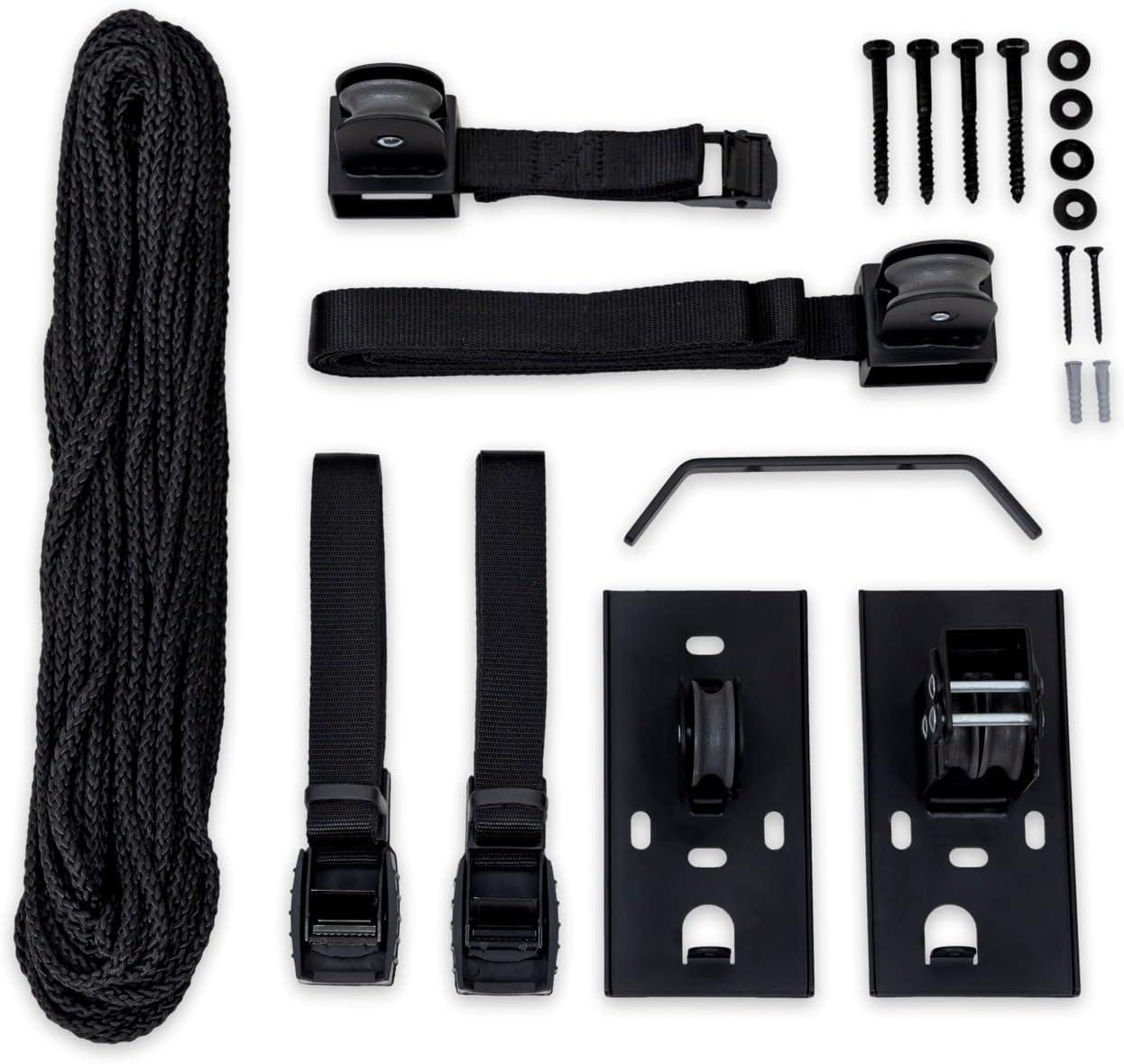 imageStoreYourBoard Cargo Box Pulley System  HeavyDuty Garage Hoist Lift for Rooftop Carriers  Garage Storage ampamp Garage Organization Ceiling Hoist with Pulley  Holds 150 lbs  Fits 1014 ft Ceilings10 ft  14 ft Ceiling