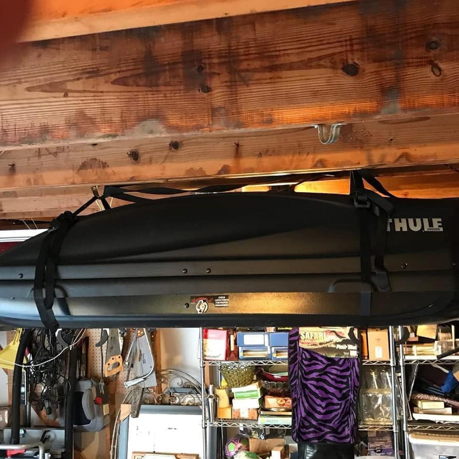 imageStoreYourBoard Cargo Box Pulley System  HeavyDuty Garage Hoist Lift for Rooftop Carriers  Garage Storage ampamp Garage Organization Ceiling Hoist with Pulley  Holds 150 lbs  Fits 1014 ft Ceilings1014 ft Ceiling