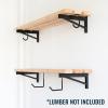 imageStoreYourBoard 24 Inch Heavy Duty Shelf Brackets Set of 3 for 2 x 8 DIY Garage Wall Shelf Holds 450 lbs Solid Steel Includes 5 Hooks for Hanging Storage 2375quot x 1quot x 95quot 3Pack1 x 4