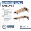 imageStoreYourBoard 24 Inch Heavy Duty Shelf Brackets Set of 3 for 2 x 8 DIY Garage Wall Shelf Holds 450 lbs Solid Steel Includes 5 Hooks for Hanging Storage 2375quot x 1quot x 95quot 3Pack2 x 4