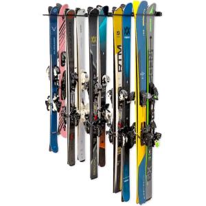 imageStoreYourBoard Solitude Ski Storage Rack Wall Mount Organizer with Shelf option Holds 10 Pairs of Skis Heavy Duty Supports 300 lbs 1