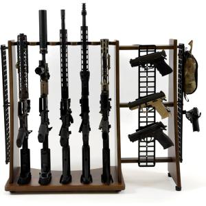 imageForge Freestanding 5 Gun Rack  Vertical Rifle Wall Mount for Long Arm and Short Barrel Rifles amp Shotguns Rubberwood amp Steel Gun Rack Wall Mount Gun Storage for Garage Home Office or Shop