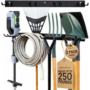 image:imageStoreYourBoard 36 Garage Tool Organizer Wall Mount  Garden Tool Organizer System  Heavy Duty Garden Tool Storage Rack for Yard Tools Rakes Shovels 250lbs Garage Organization  4 PVC Coated HooksBLACK