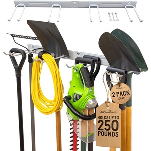 image:imageStoreYourBoard 36 Garage Tool Organizer Wall Mount  Garden Tool Organizer System  Heavy Duty Garden Tool Storage Rack for Yard Tools Rakes Shovels 250lbs Garage Organization  4 PVC Coated HooksGRAY