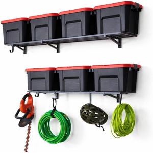 image:imageStoreYourBoard Garage Wall Shelf 2x6 ft Holds 500 lb 6 Hooks 2 PackHammered Gray